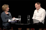 Alan at a table with Alice Bloom